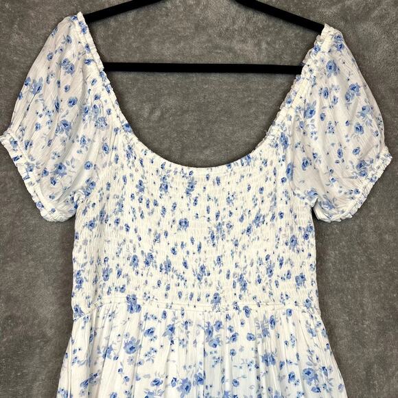 Aeropastale Floral Scoop-Neck Midi Dress Womens L Front Slit Cap Sleeves NWT - Picture 7 of 10